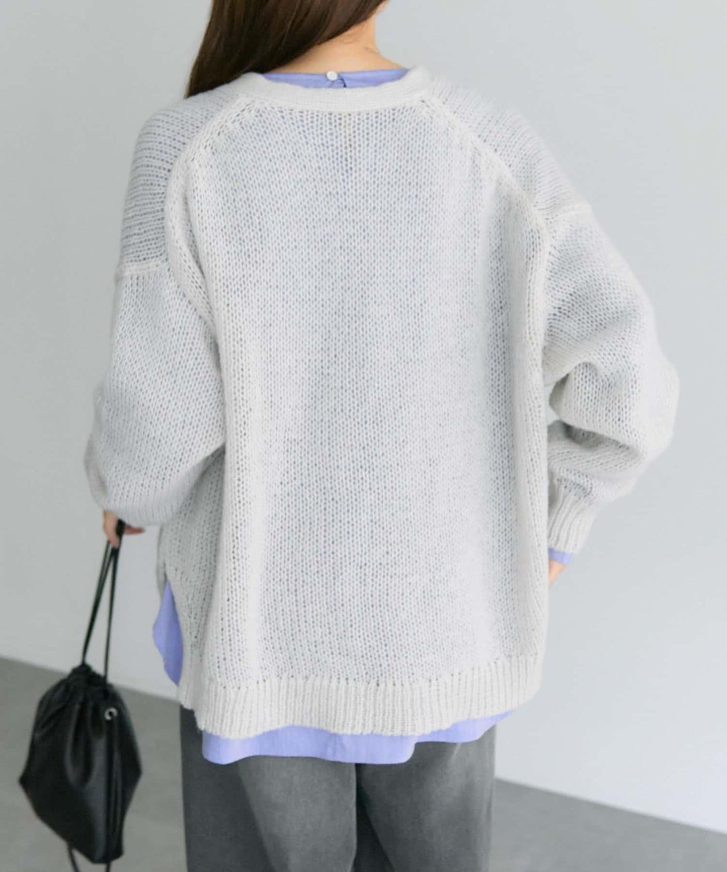 3G落肩天竺針織V領開衫