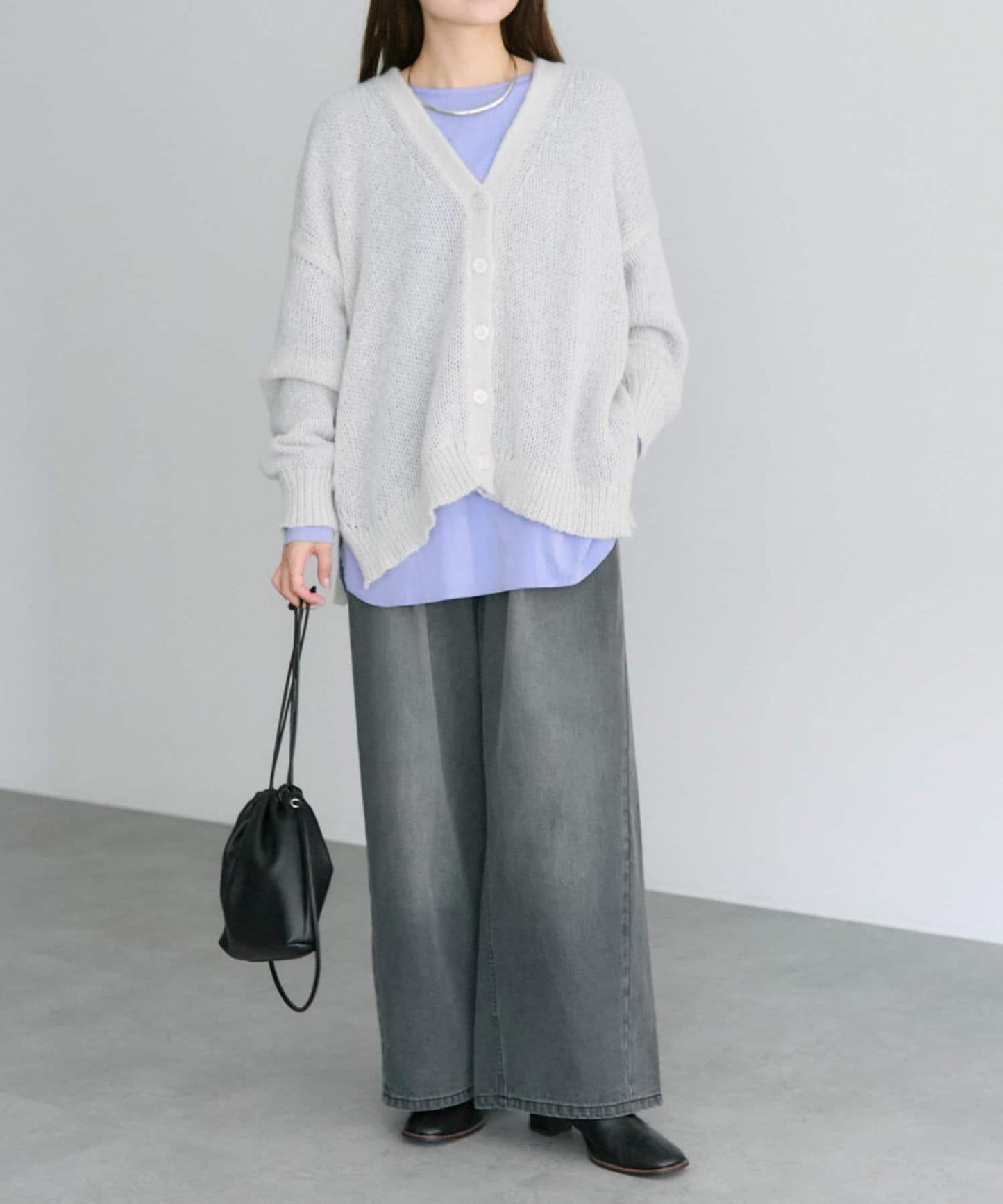 3G落肩天竺針織V領開衫