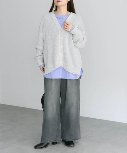 3G落肩天竺針織V領開衫