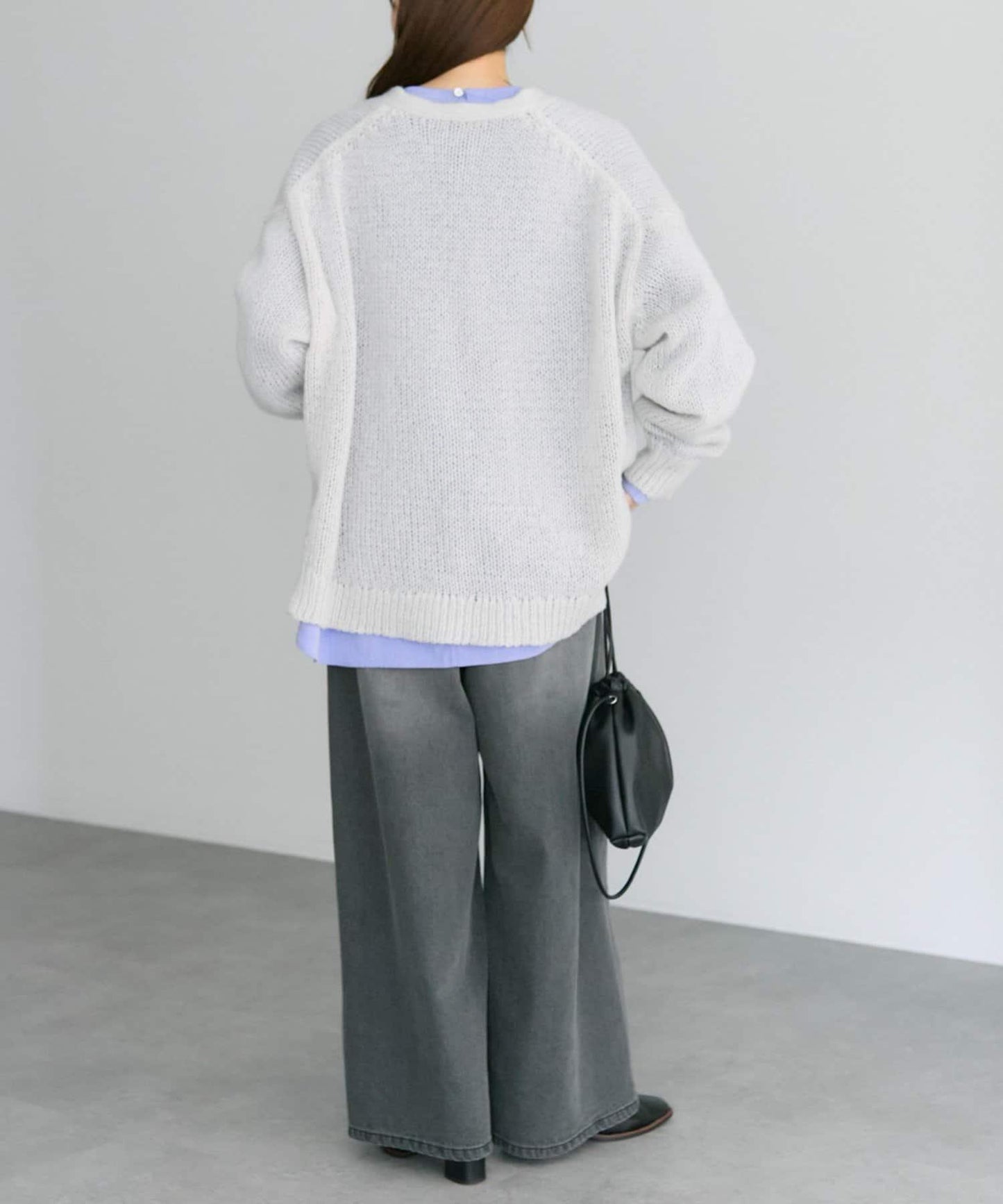 3G落肩天竺針織V領開衫