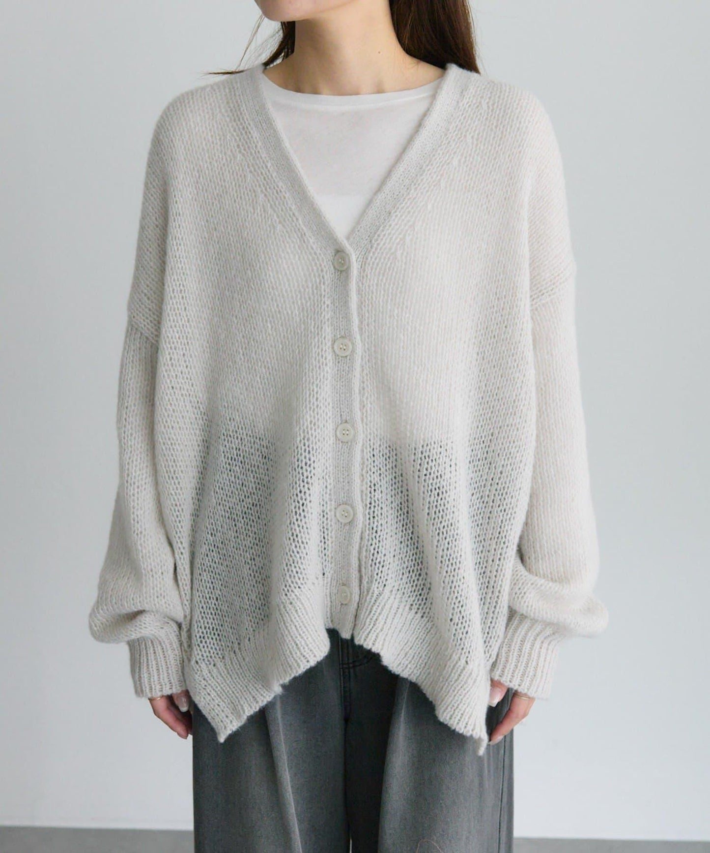 3G落肩天竺針織V領開衫