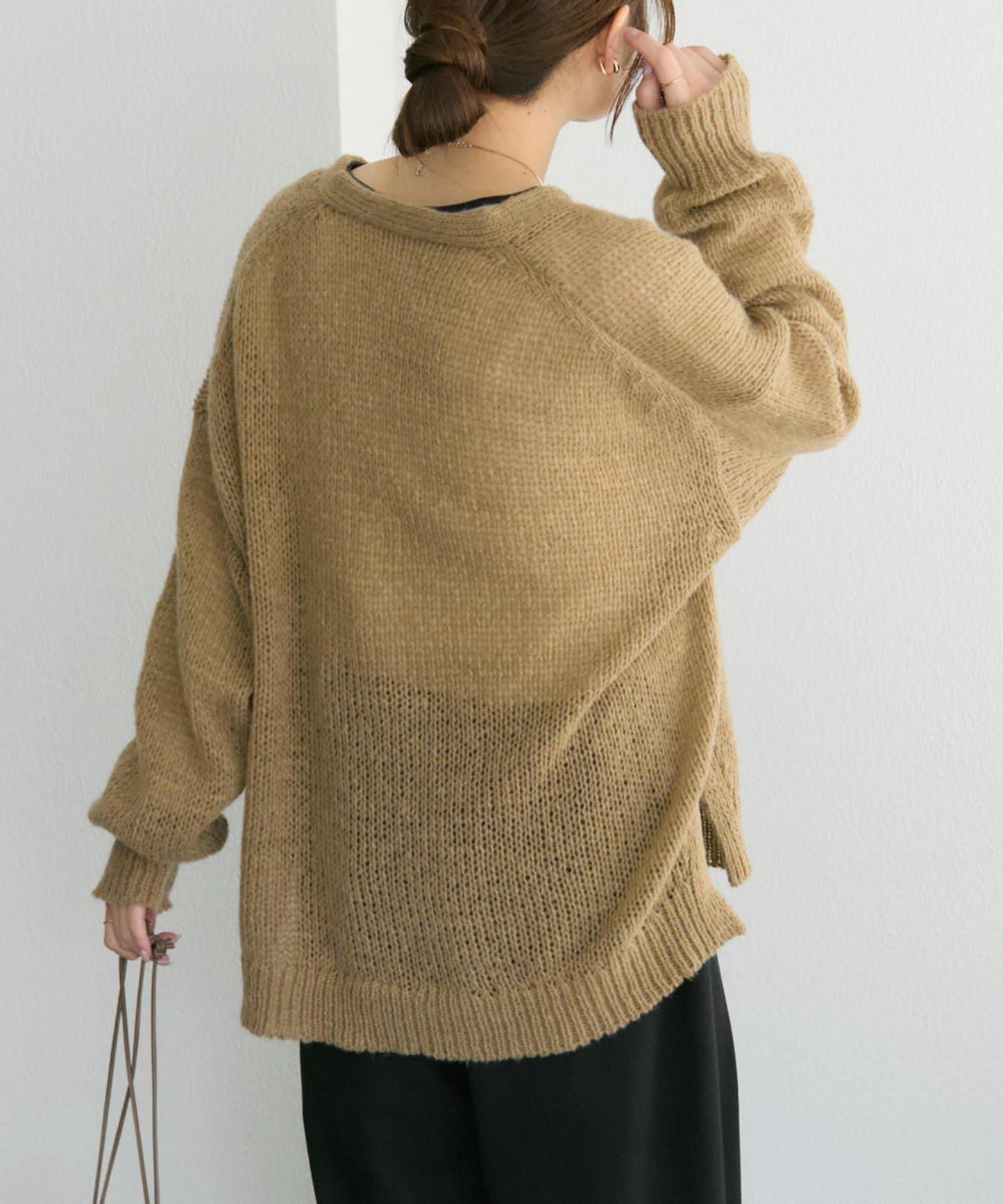 3G落肩天竺針織V領開衫