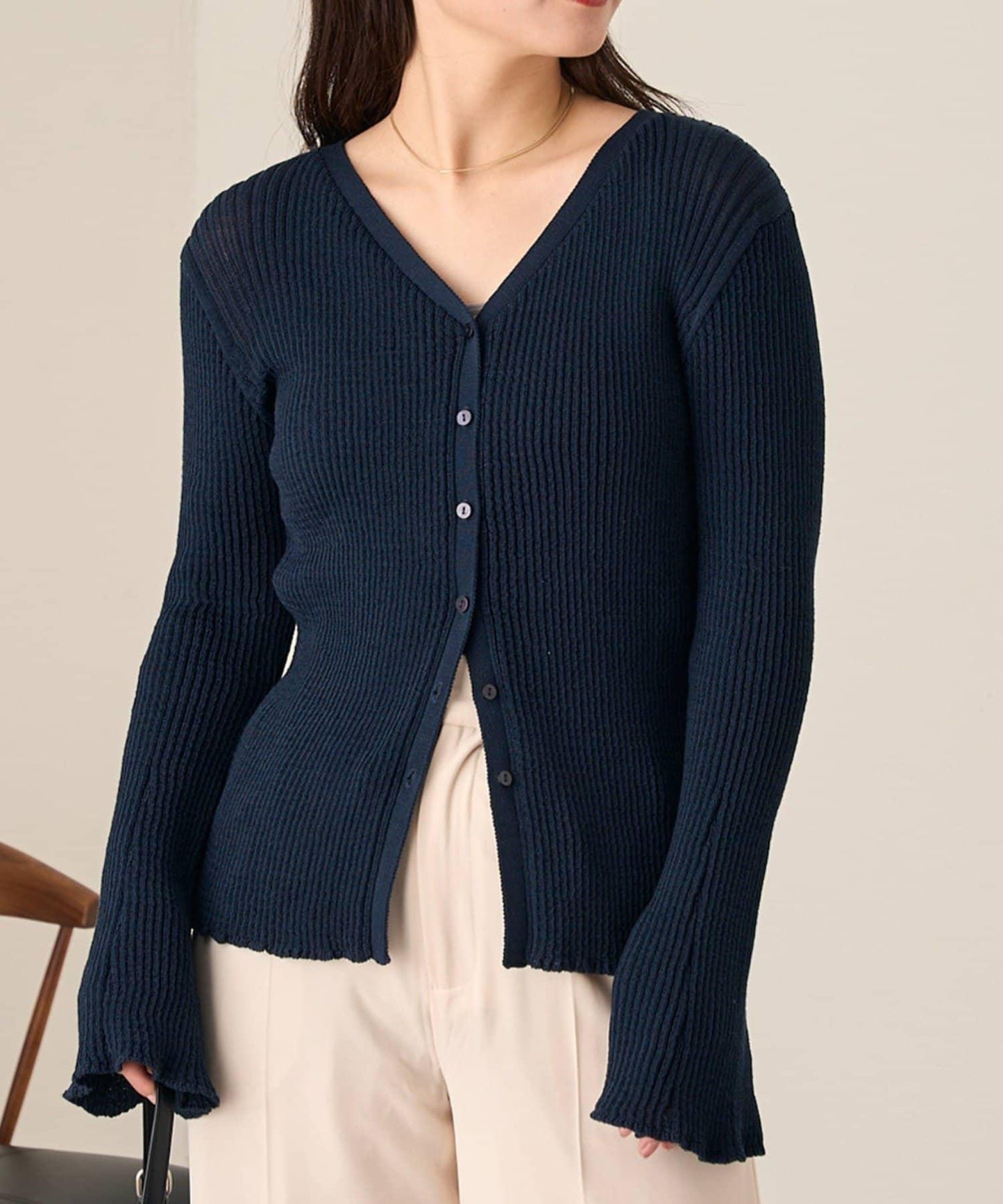 【/部分門店限定】B 透視羅紋開衫