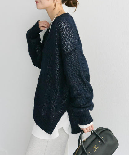 3G落肩天竺針織V領開衫