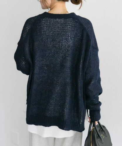 3G落肩天竺針織V領開衫