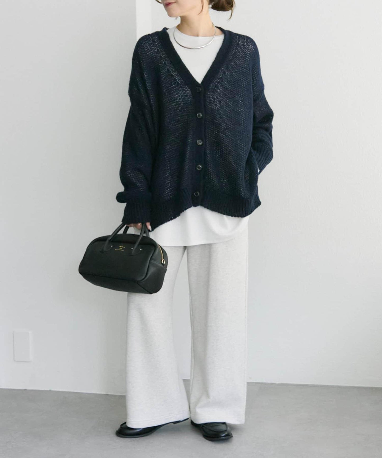 3G落肩天竺針織V領開衫