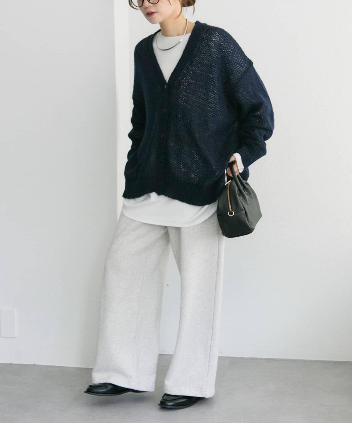 3G落肩天竺針織V領開衫