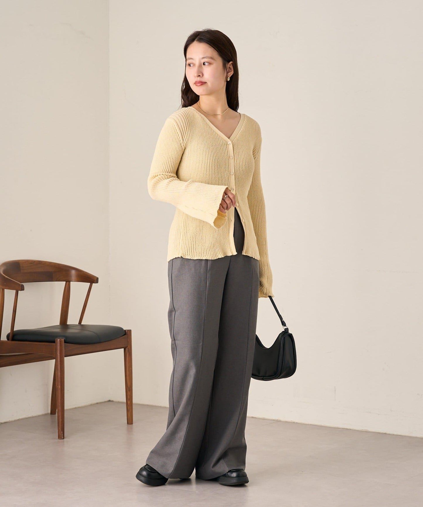 【Kastane】B 透視羅紋開衫