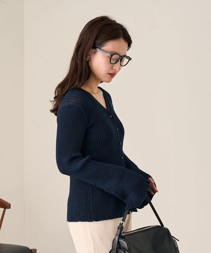 【Kastane】B 透視羅紋開衫