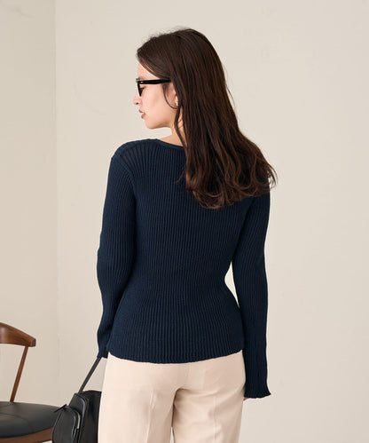 【Kastane】B 透視羅紋開衫