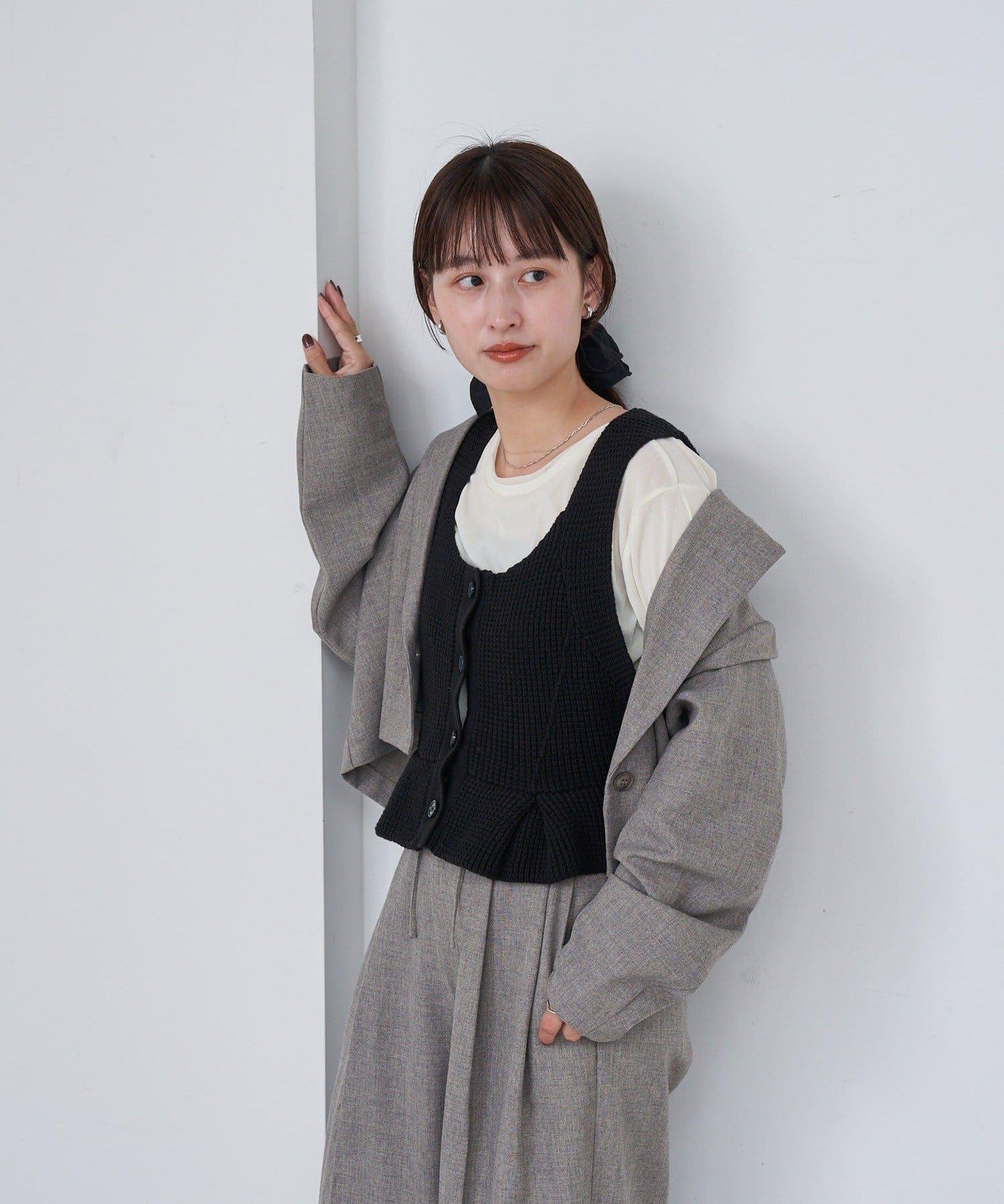 B 菱格紋針織背心