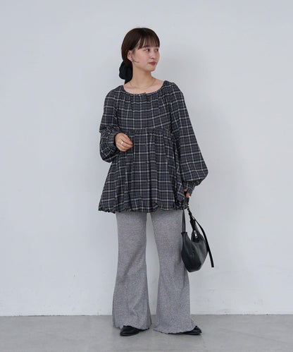 【Kastane】B方領泡泡袖長款上衣