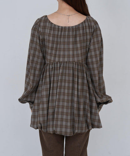 【Kastane】B方領泡泡袖長款上衣