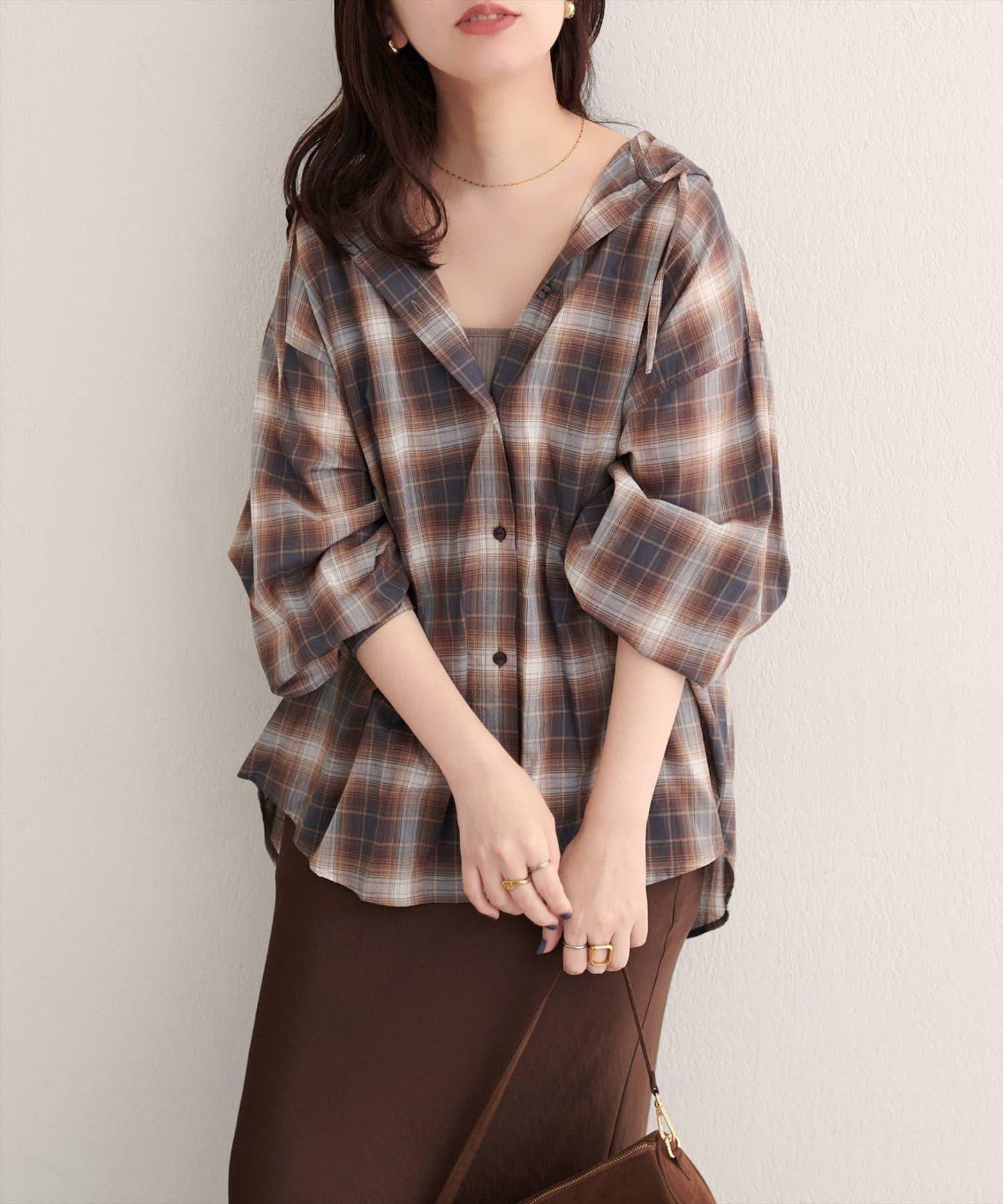 連帽長款開衫襯衫