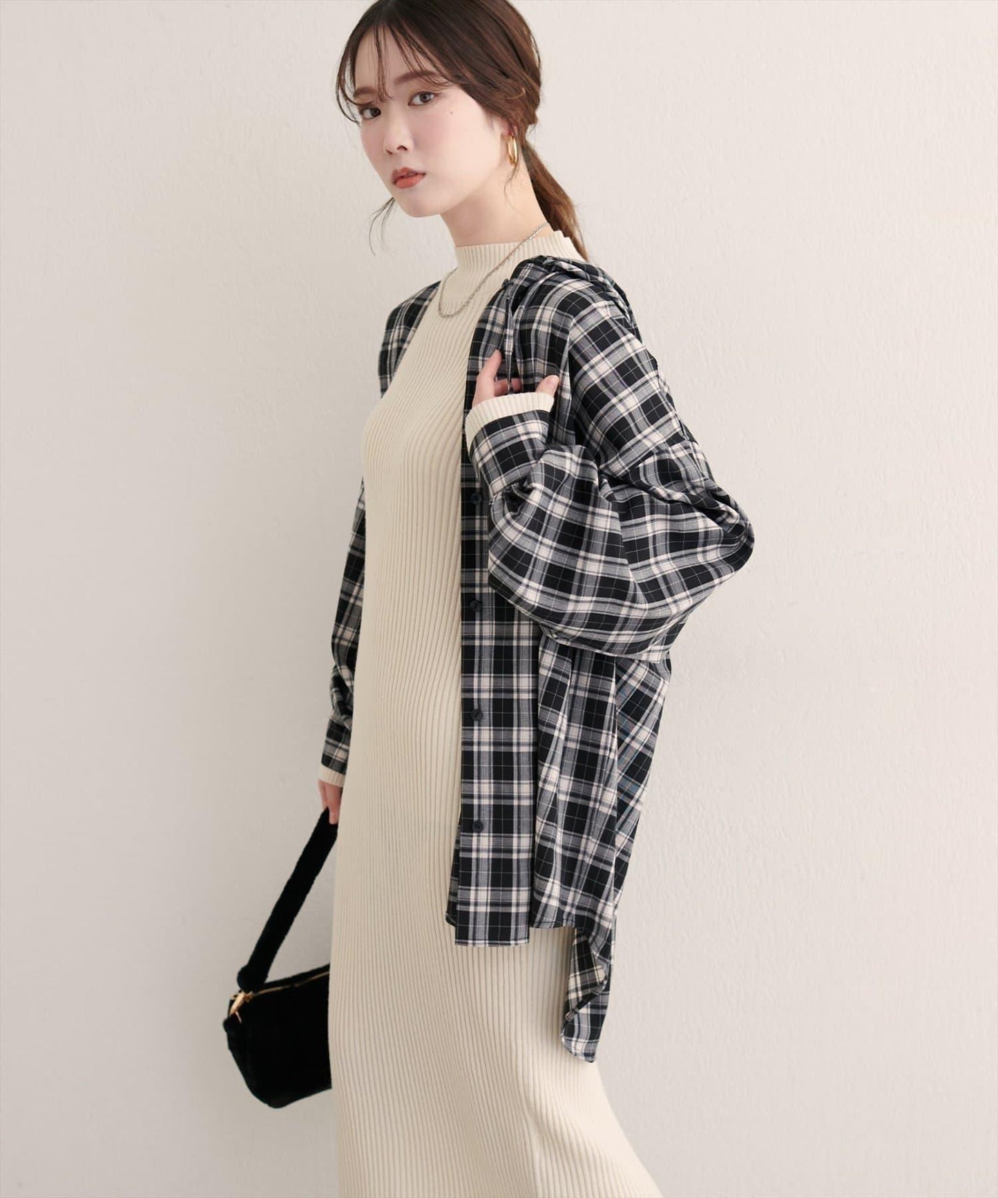 連帽長款開衫襯衫