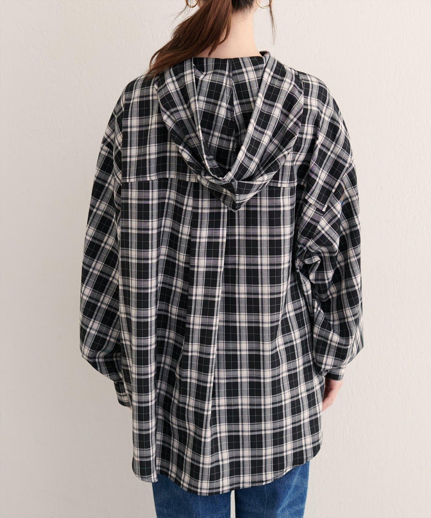 連帽長款開衫襯衫