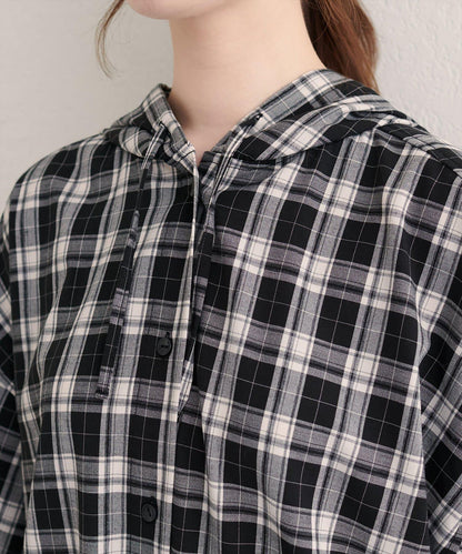 連帽長款開衫襯衫