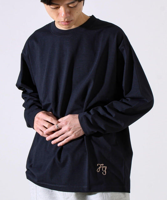 【MARUDE COTTON】繩帶刺繡長袖T恤