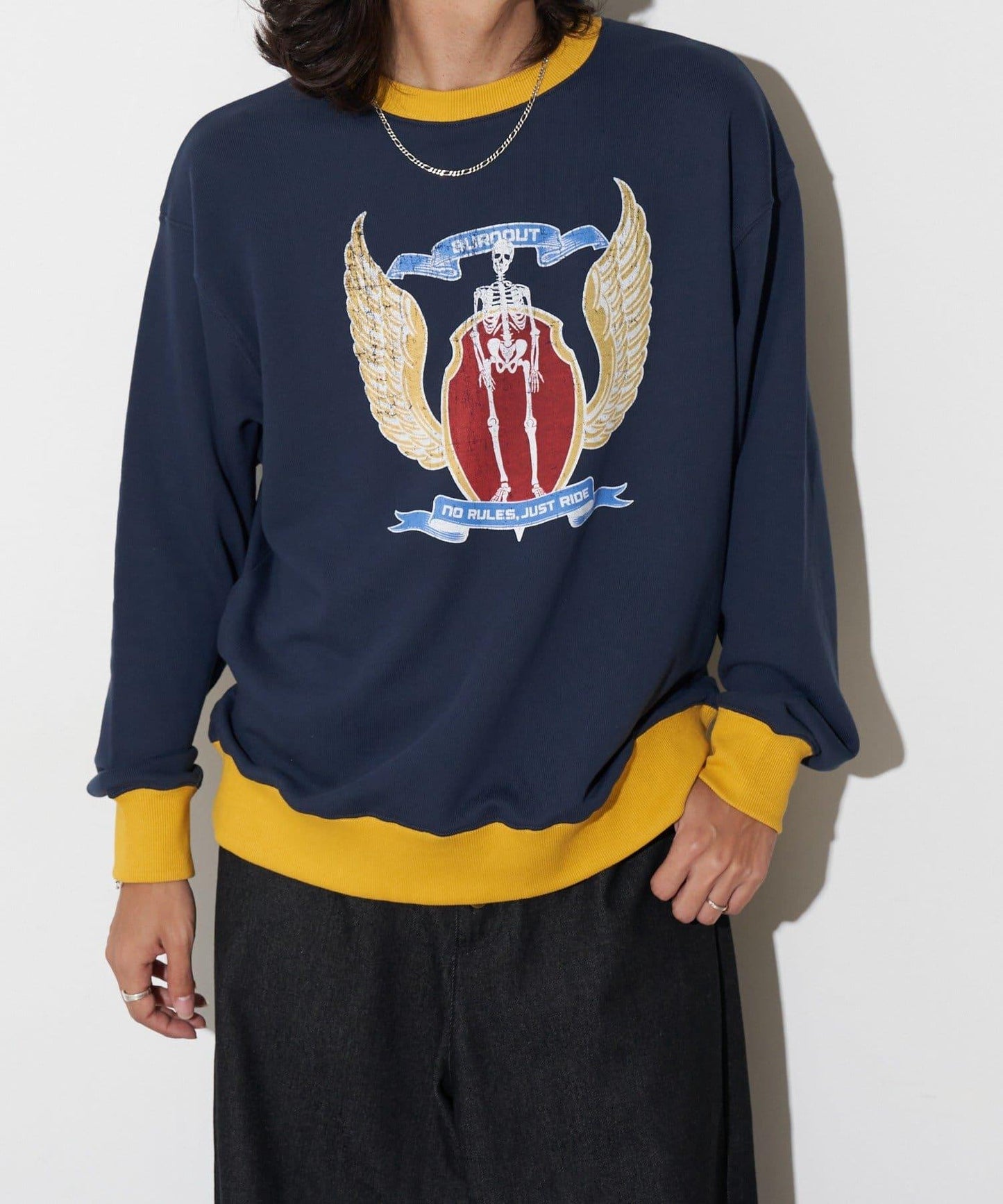 拼接印花撞色圓領衛衣