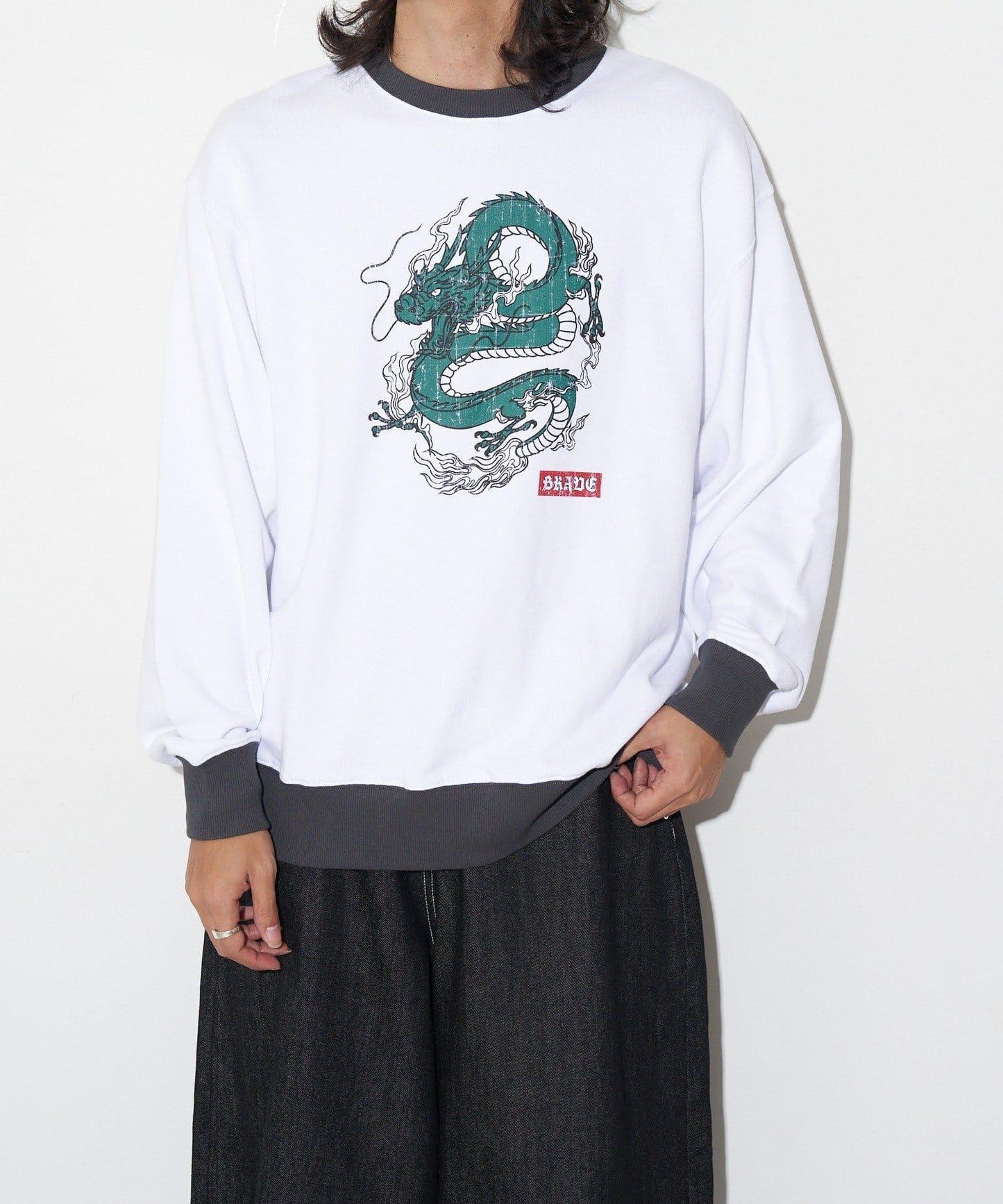 拼接印花撞色圓領衛衣