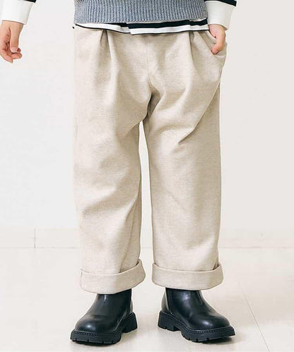 羊毛感寬鬆褶皺長褲 10分丈