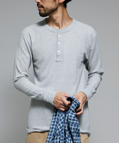 華夫格亨利領長袖套裝T恤 / 保暖內衣