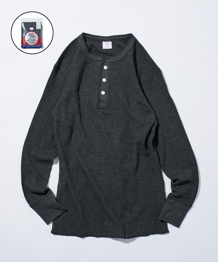 華夫格亨利領長袖套裝T恤 / 保暖內衣