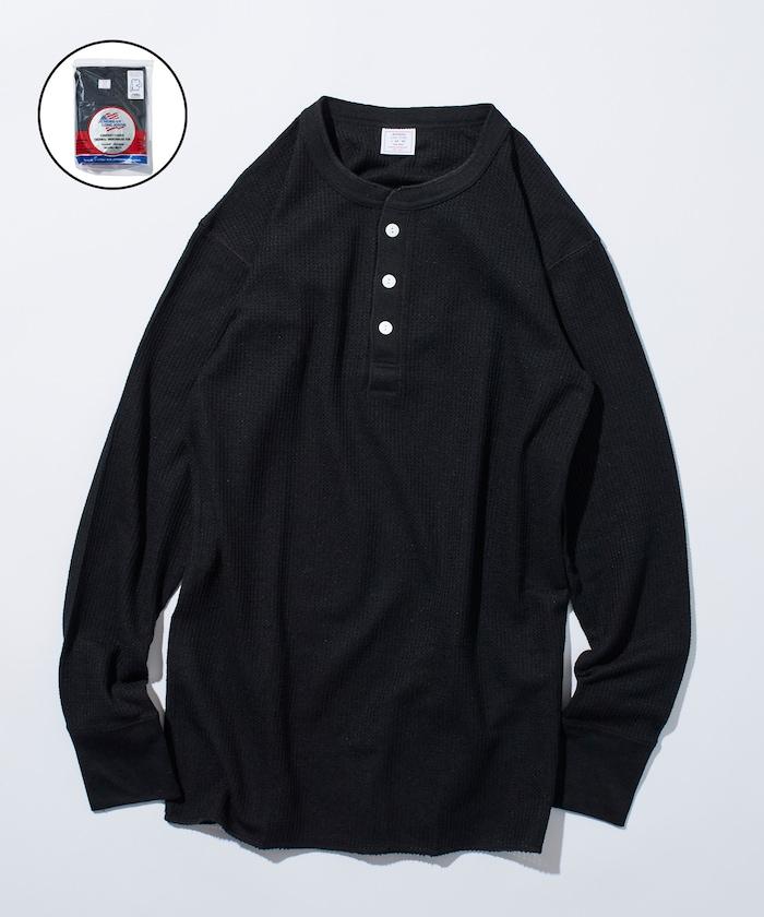 華夫格亨利領長袖套裝T恤 / 保暖內衣