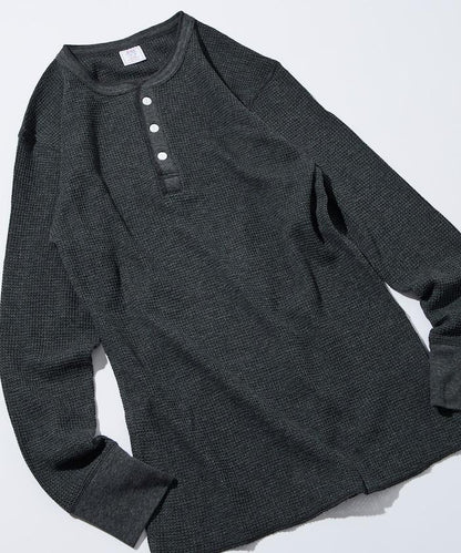 華夫格亨利領長袖套裝T恤 / 保暖內衣