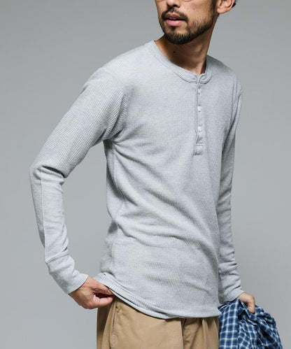 華夫格亨利領長袖套裝T恤 / 保暖內衣