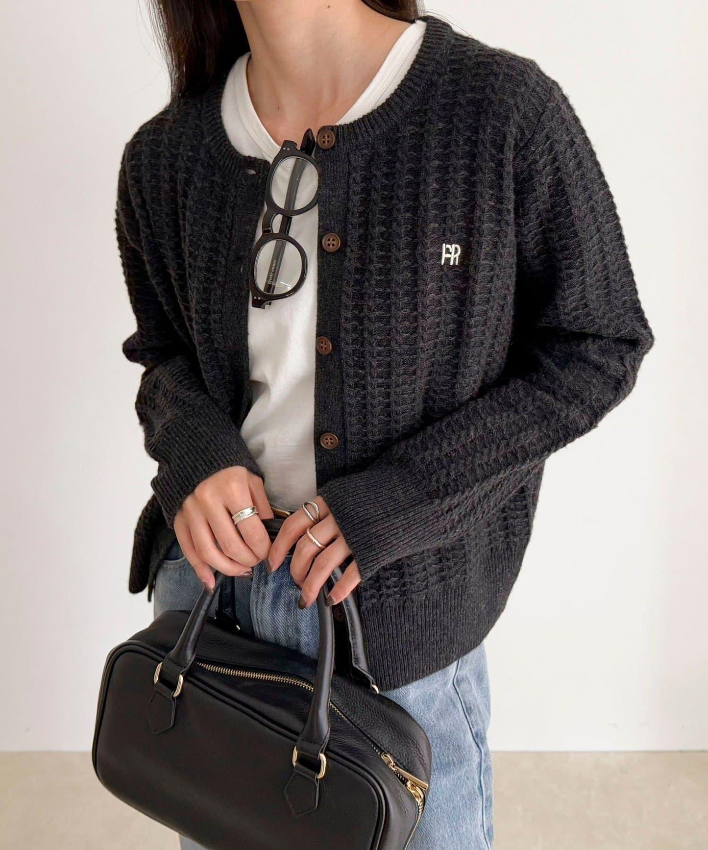 FR刺繡麻花紋針織開衫