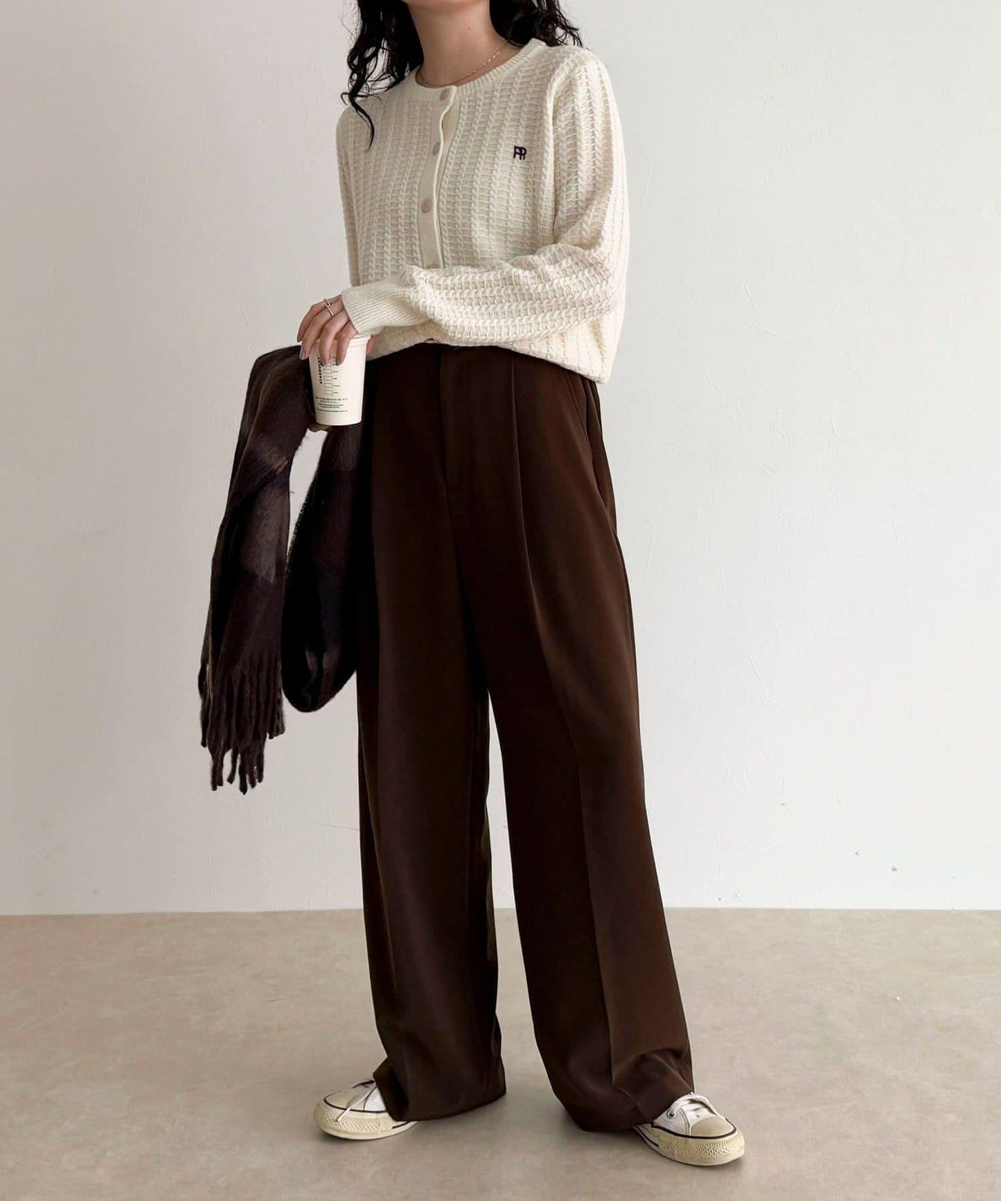 FR刺繡麻花紋針織開衫