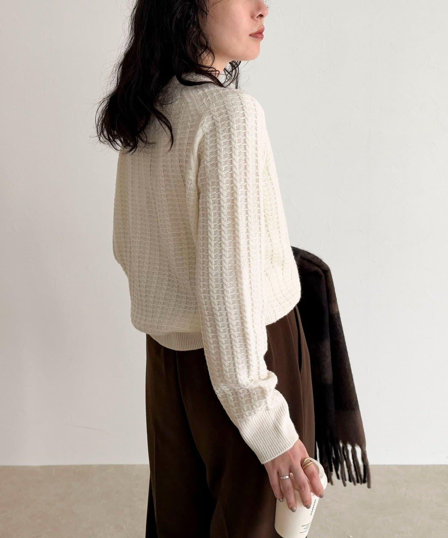 FR刺繡麻花紋針織開衫