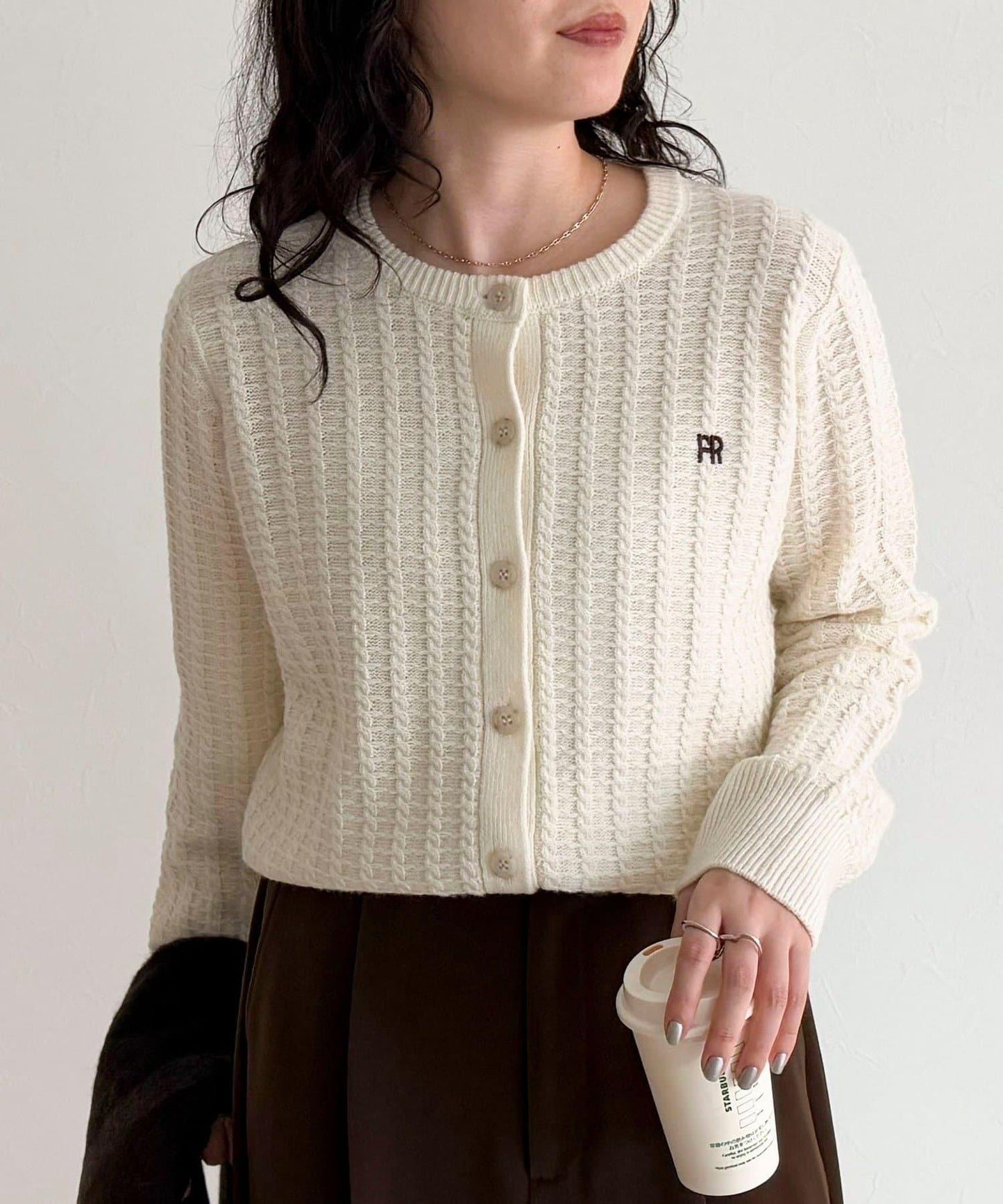 FR刺繡麻花紋針織開衫