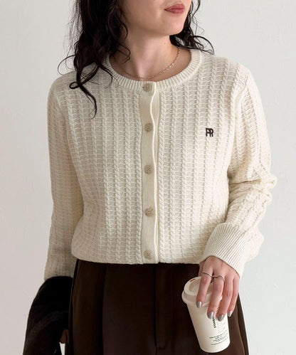 FR刺繡麻花紋針織開衫
