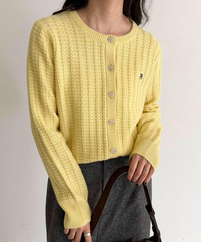 FR刺繡麻花紋針織開衫