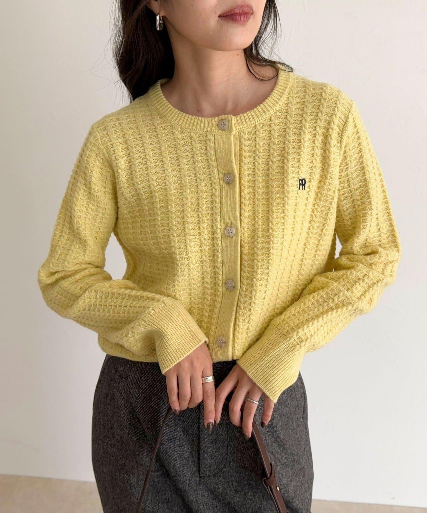 FR刺繡麻花紋針織開衫