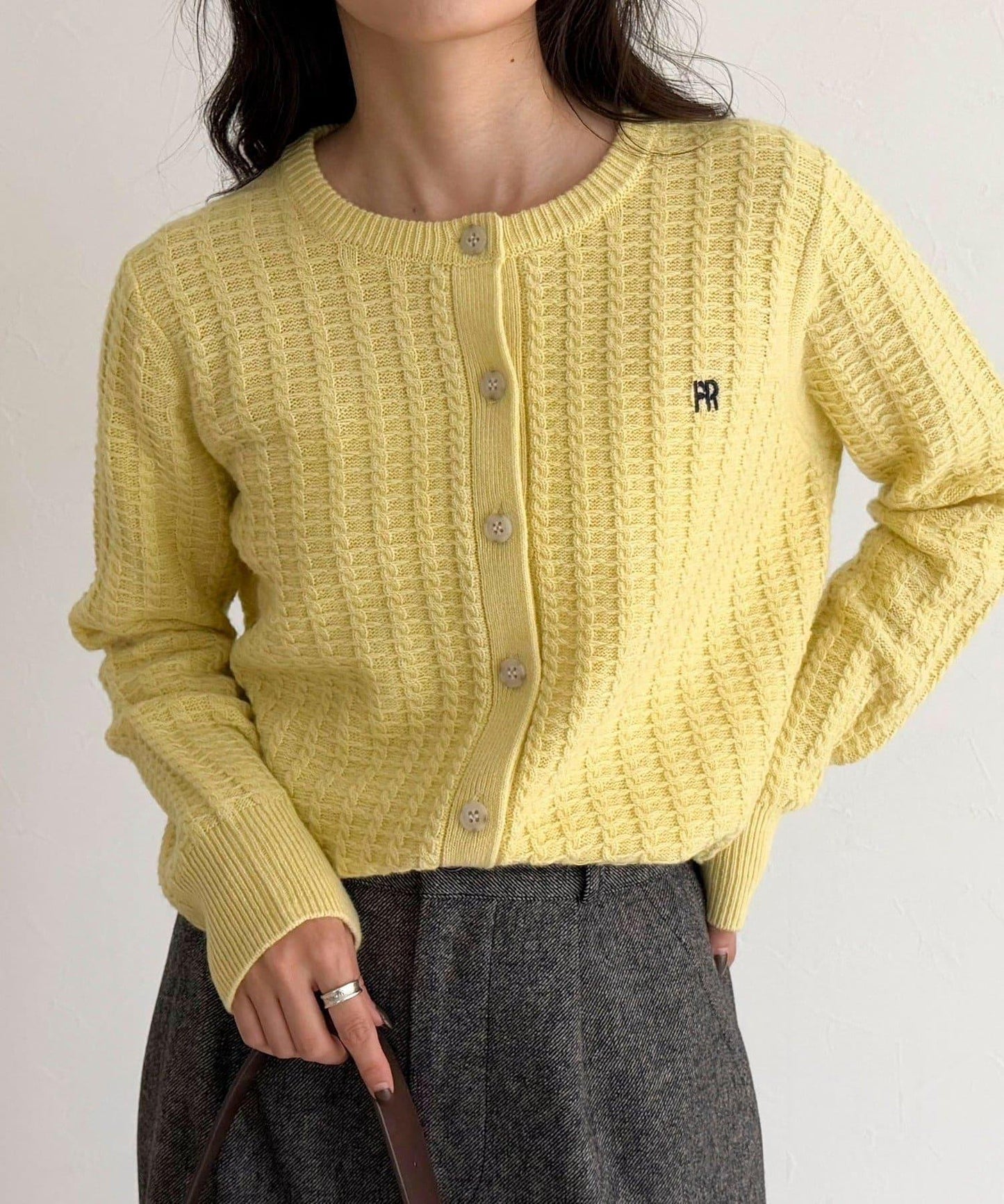 FR刺繡麻花紋針織開衫