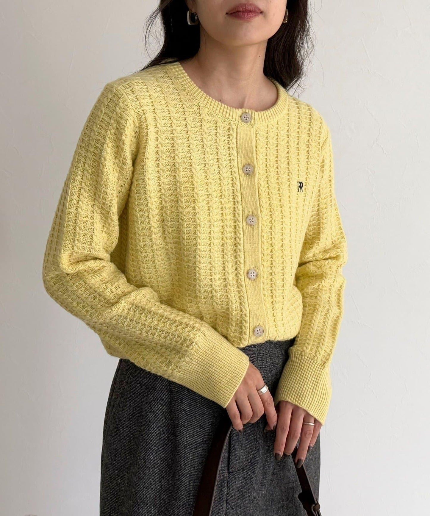 FR刺繡麻花紋針織開衫