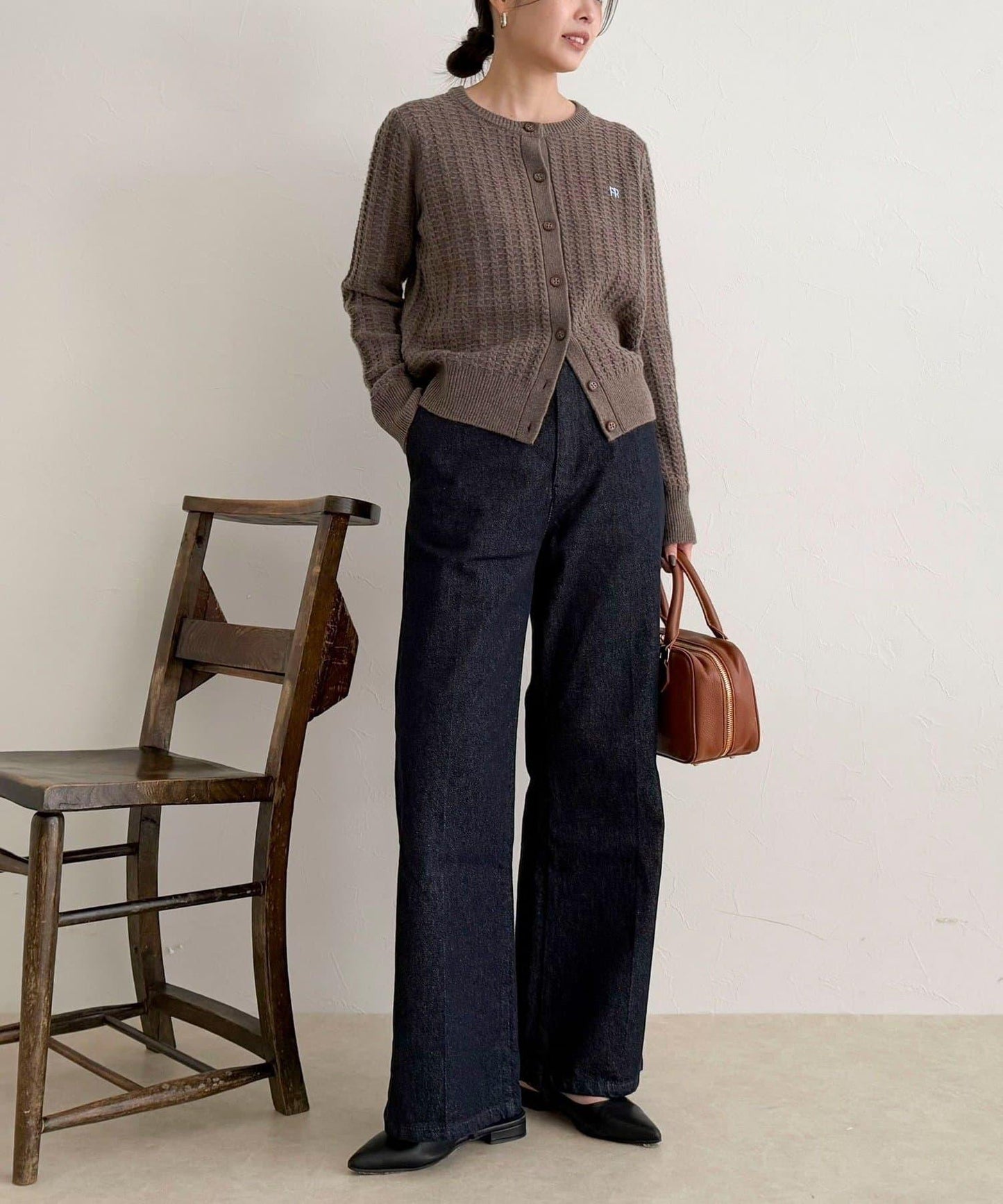 FR刺繡麻花紋針織開衫