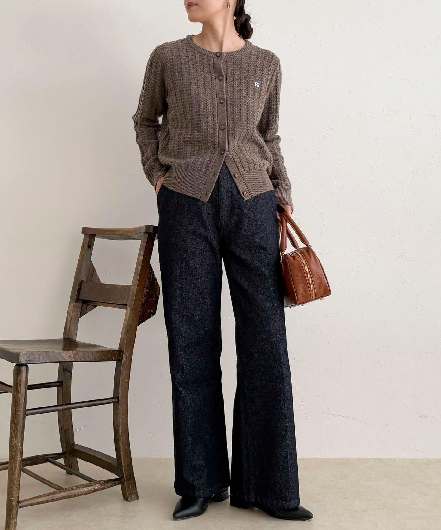 FR刺繡麻花紋針織開衫