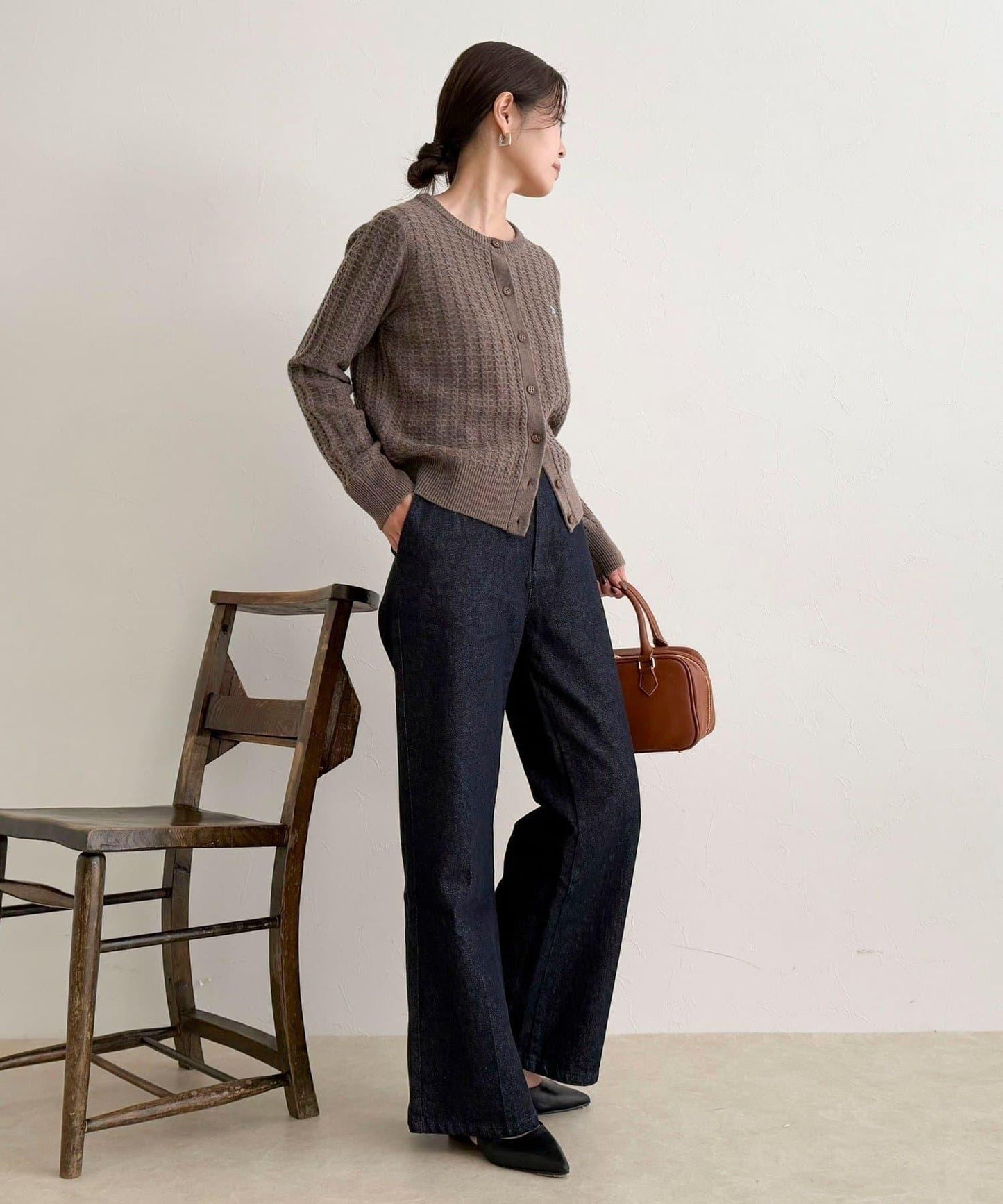 FR刺繡麻花紋針織開衫