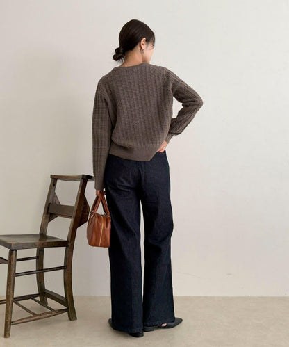 FR刺繡麻花紋針織開衫