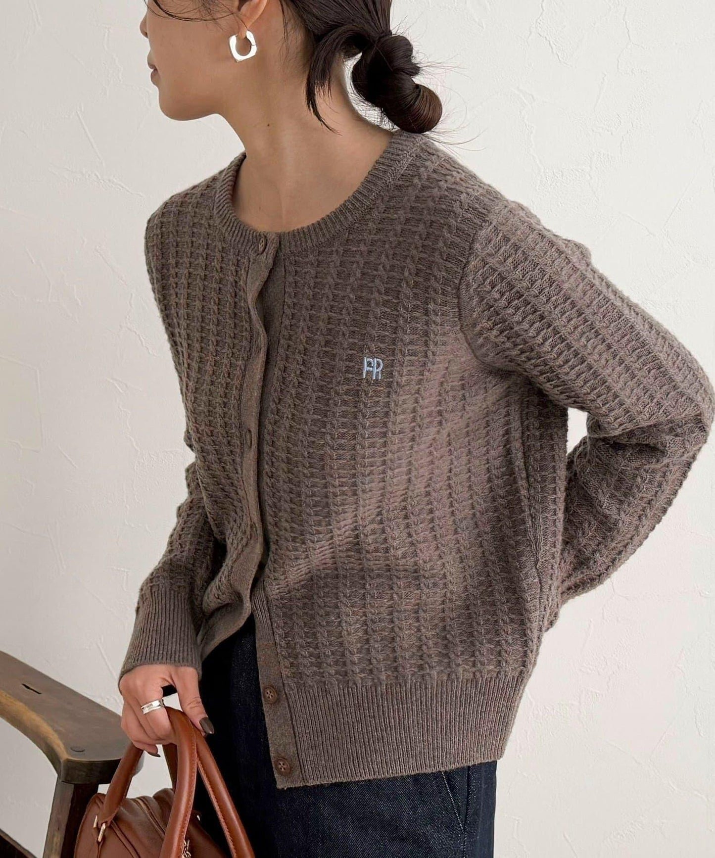 FR刺繡麻花紋針織開衫