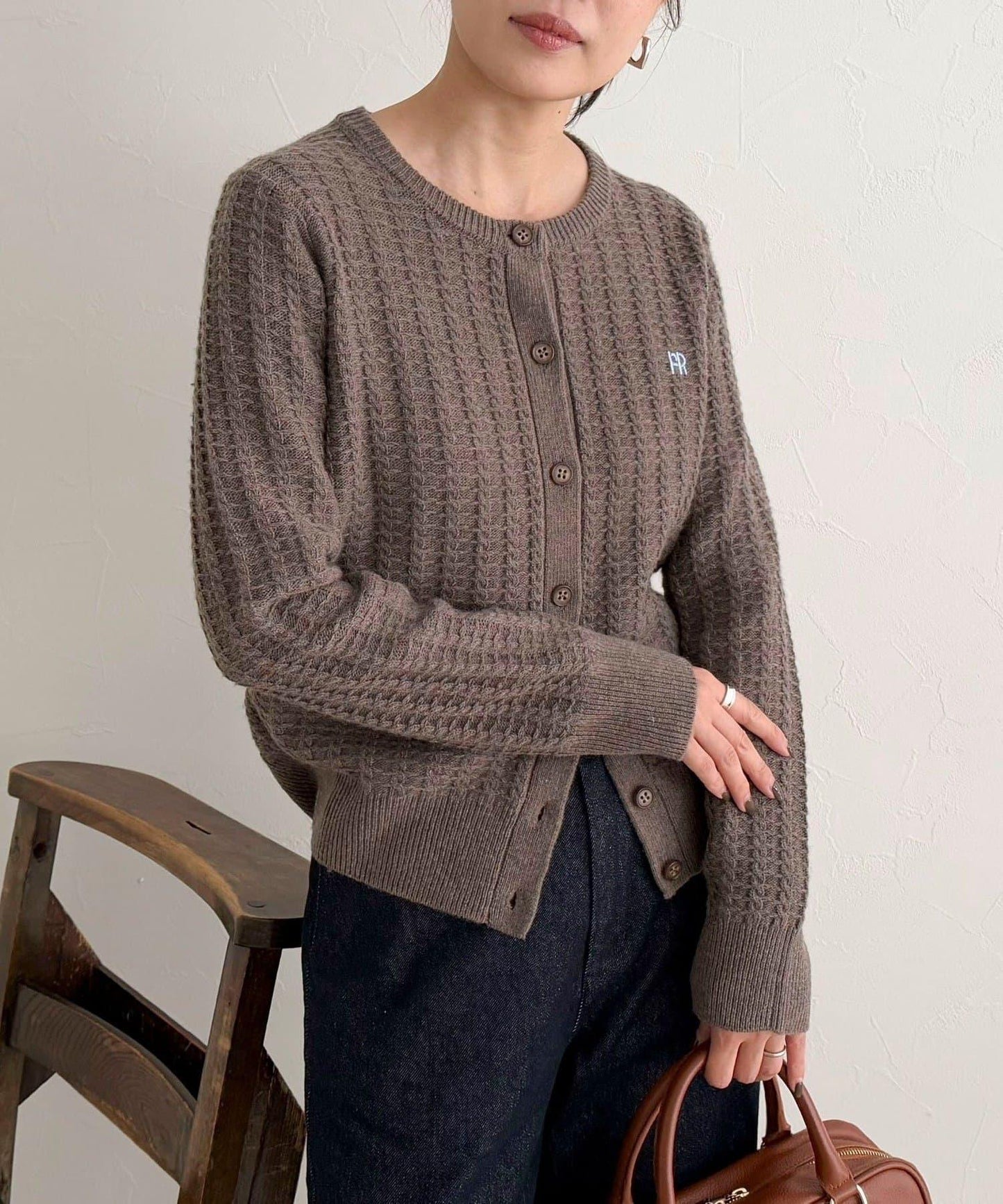 FR刺繡麻花紋針織開衫