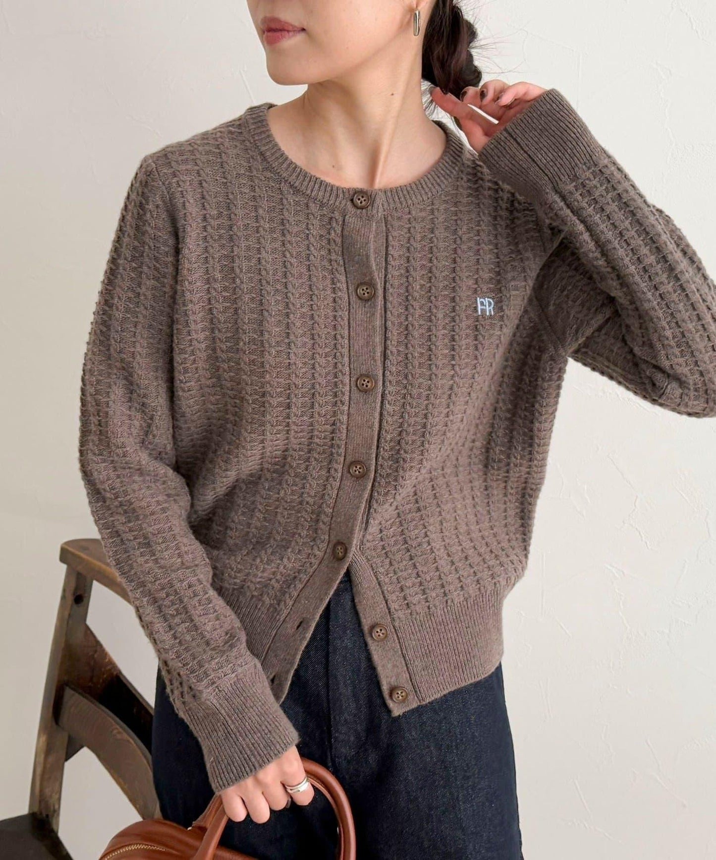 FR刺繡麻花紋針織開衫