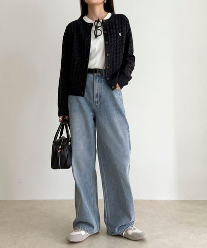 FR刺繡麻花紋針織開衫