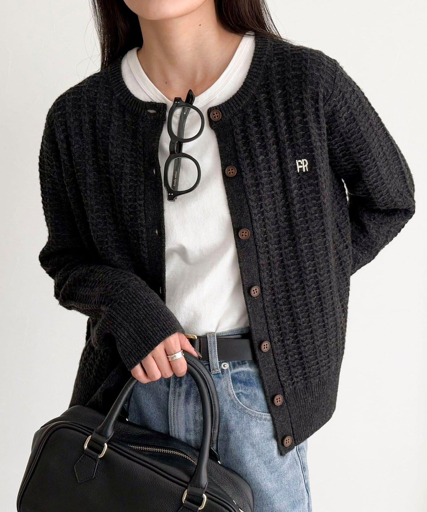 FR刺繡麻花紋針織開衫