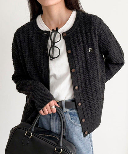 FR刺繡麻花紋針織開衫