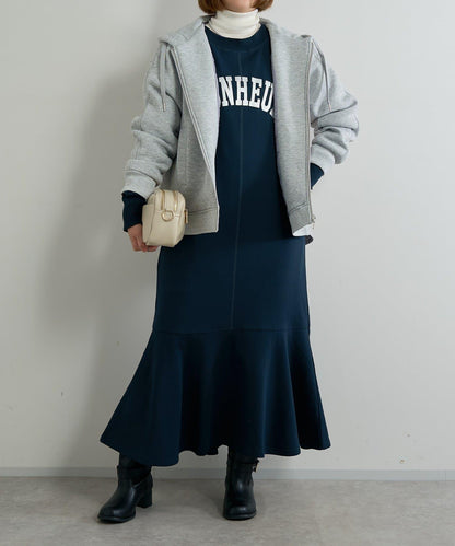 甜美休閒風◎內刷毛美人魚長款連衣裙